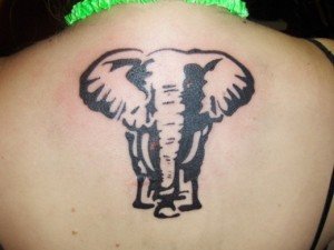Animal-Elephant-Tattoo-on-Upper-Back-520x391