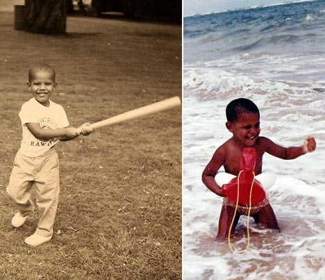 Playing and swimming Photos Barack Obama