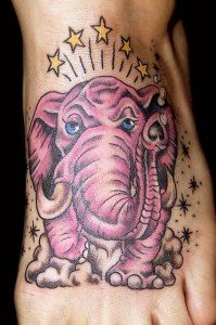 Runing-Elephant-Tattoo-for-Foot